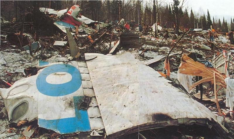 Los restos del avión tras el accidente.